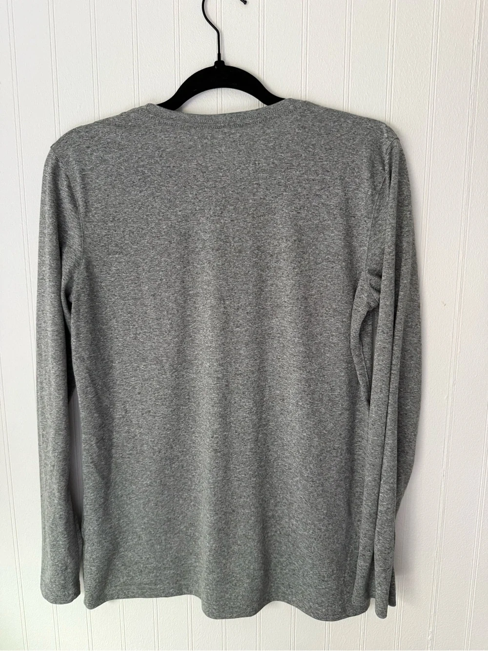 Nike Heather Gray Long Sleeve Dri-FIT Crew with Black Swoosh